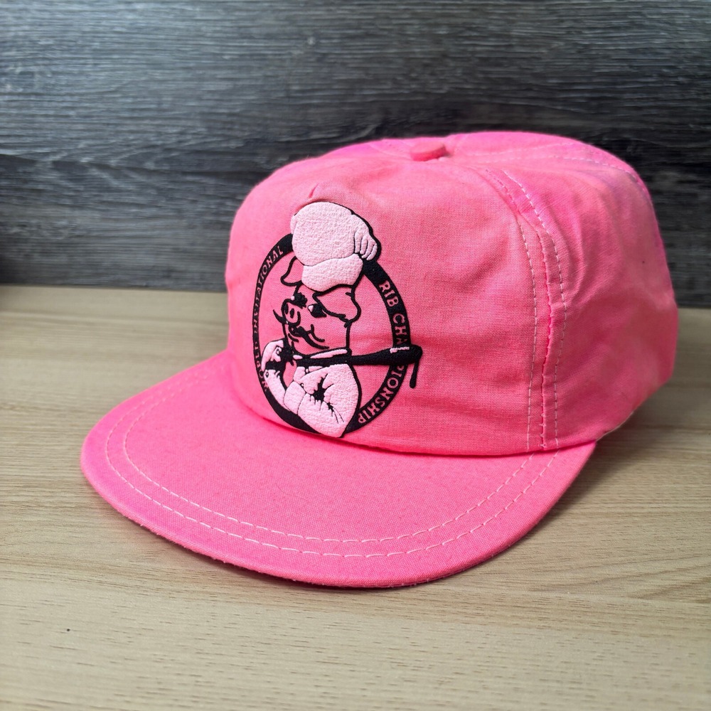 Vintage Rib Championship Hat Cap Snapback Pink World Invitiational Grilling‎
